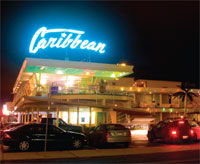 Glowing neon signs and flash architecture attract motorists passing through New Jersey's Wildwoods.